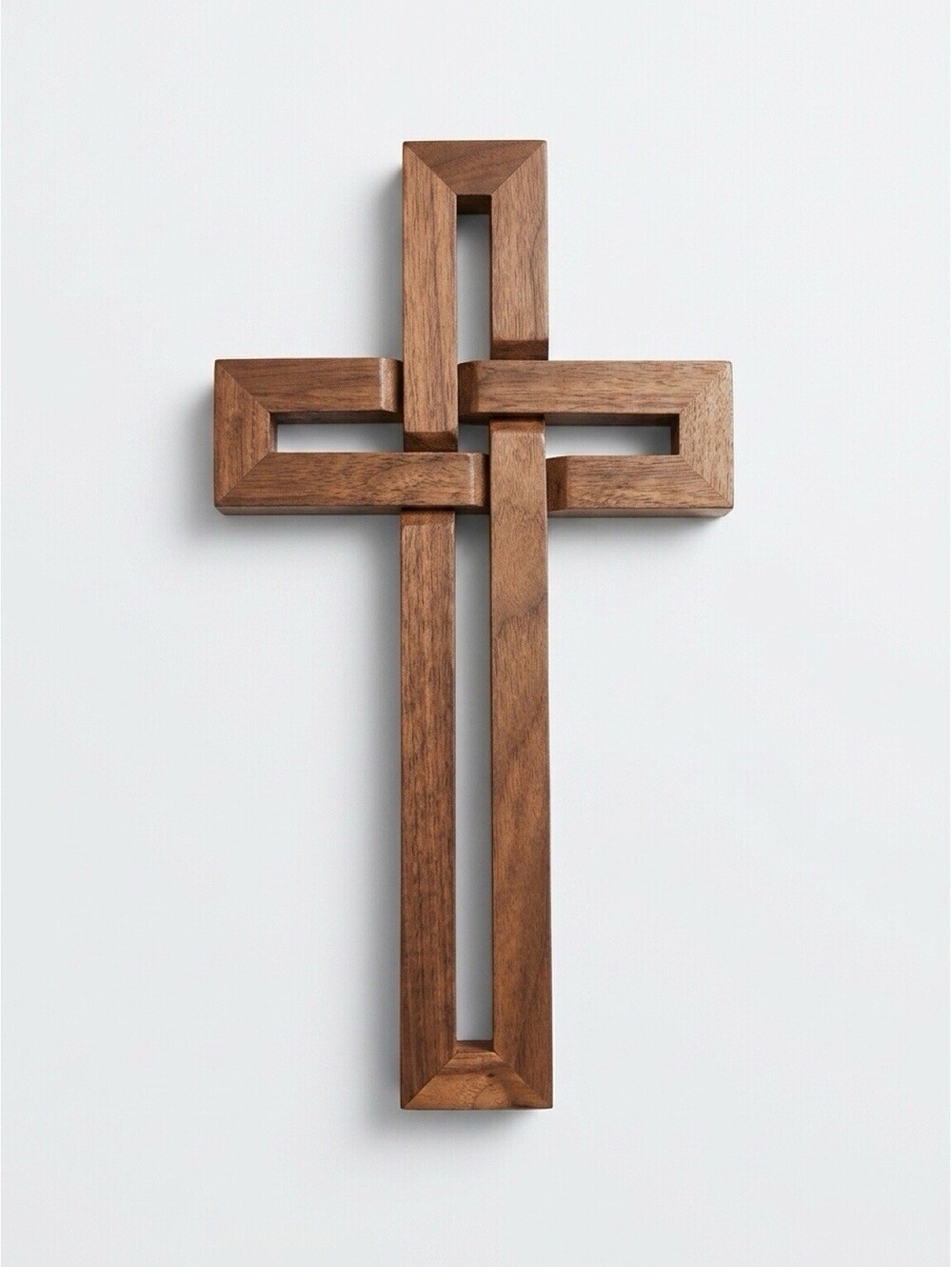 Wooden Wall Cross 13" Interlocking Woven Geometric Christian Religious Decor